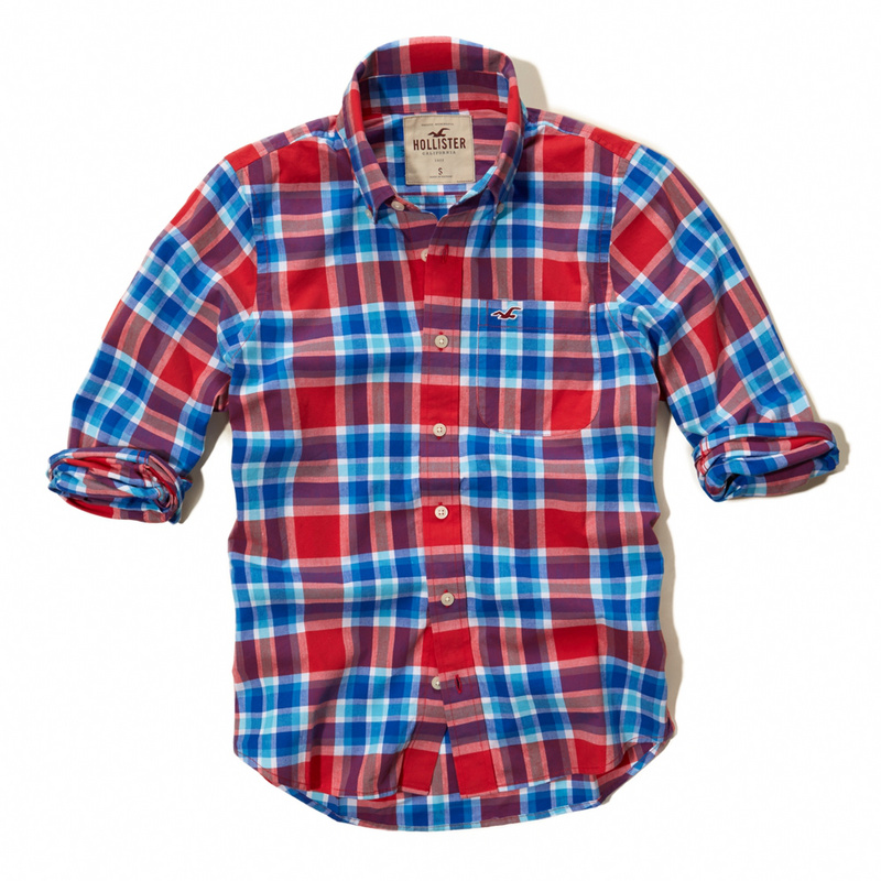 Hollister Hombres Pura Algodón Camisa HCO4543